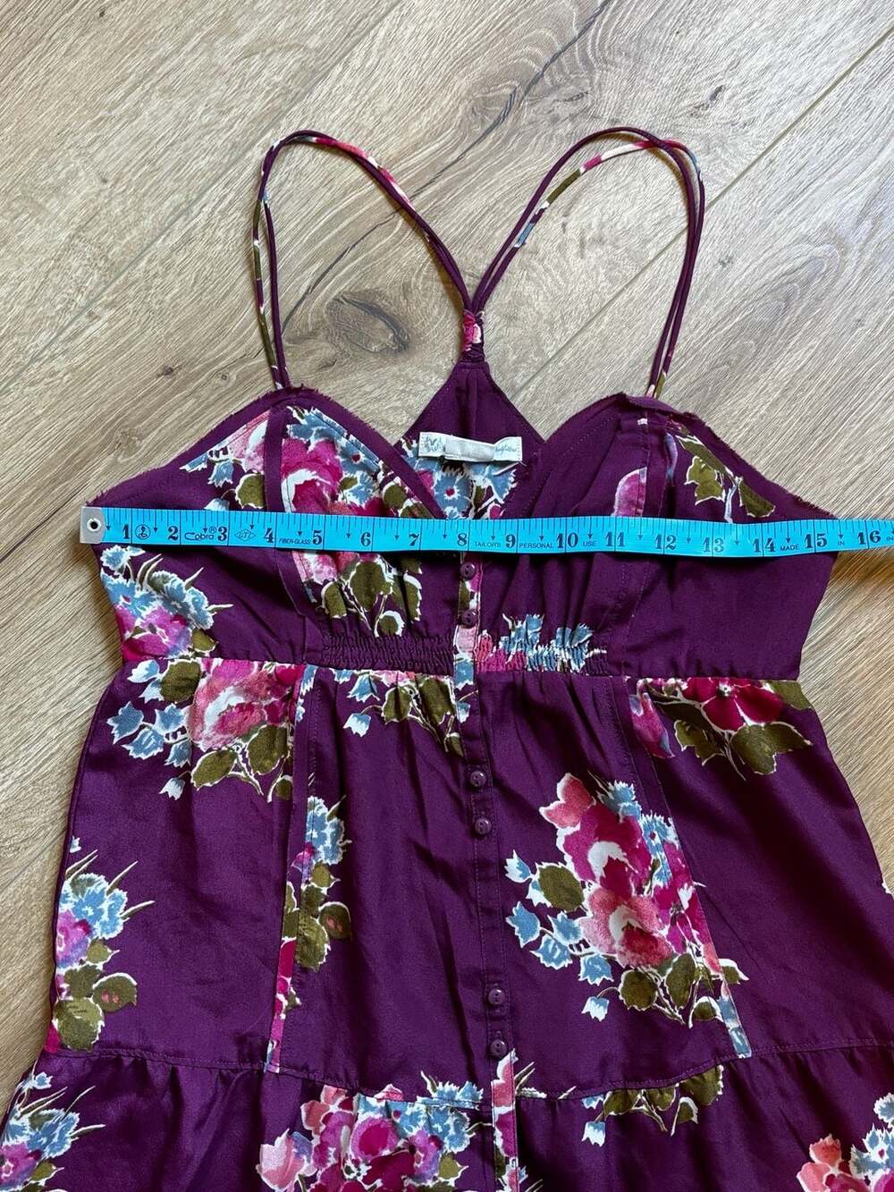 American Eagle Outfitters Purple Floral Tiered Button-Down Midi Dress Size 6 - Picture 4 of 7